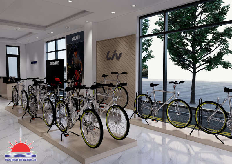 Trang trí decal trong showroom xe đạp Giant Hạ Long